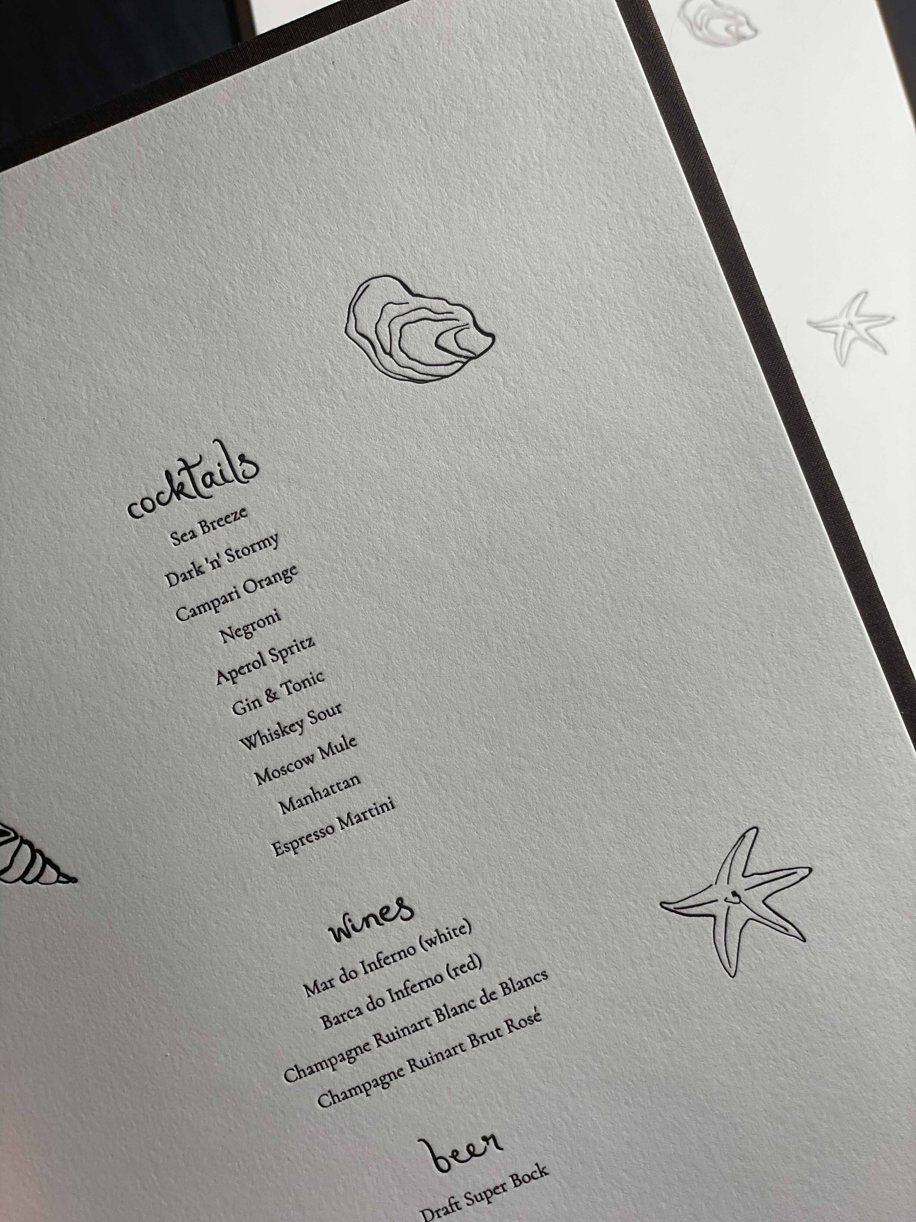 Barkarte im Letterpress auf Baumwollpapier mit braunem Leinenrücken